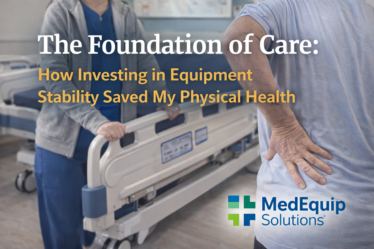 A caregiver using the electronic controls of a hospital bed for home use to assist a patient, provided by MedEquip Solutions.